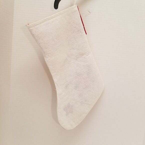 Handmade 16" sparkly poinsettia Christmas stocking can be embroider or cross sti - Picture 5 of 8